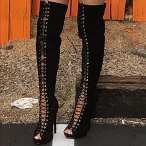 Thigh High LaceUp Stiletto Boots